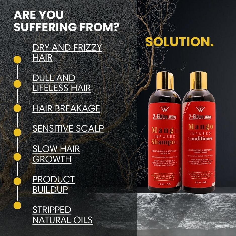 Infused Mango Shampoo & Conditioner (12 FL OZ) DUO Premium Quality Wave Natural Products 26 King Wavy Merch, LLC