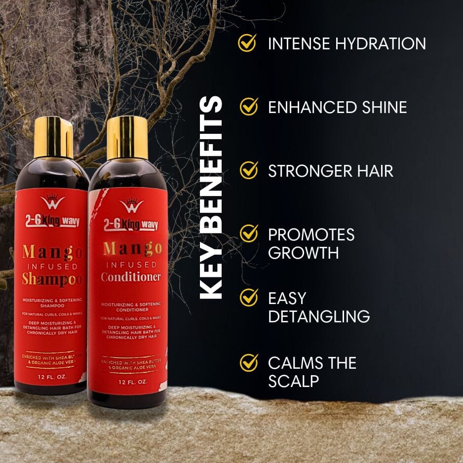 Infused Mango Shampoo & Conditioner (12 FL OZ) DUO Premium Quality Wave Natural Products 26 King Wavy Merch, LLC