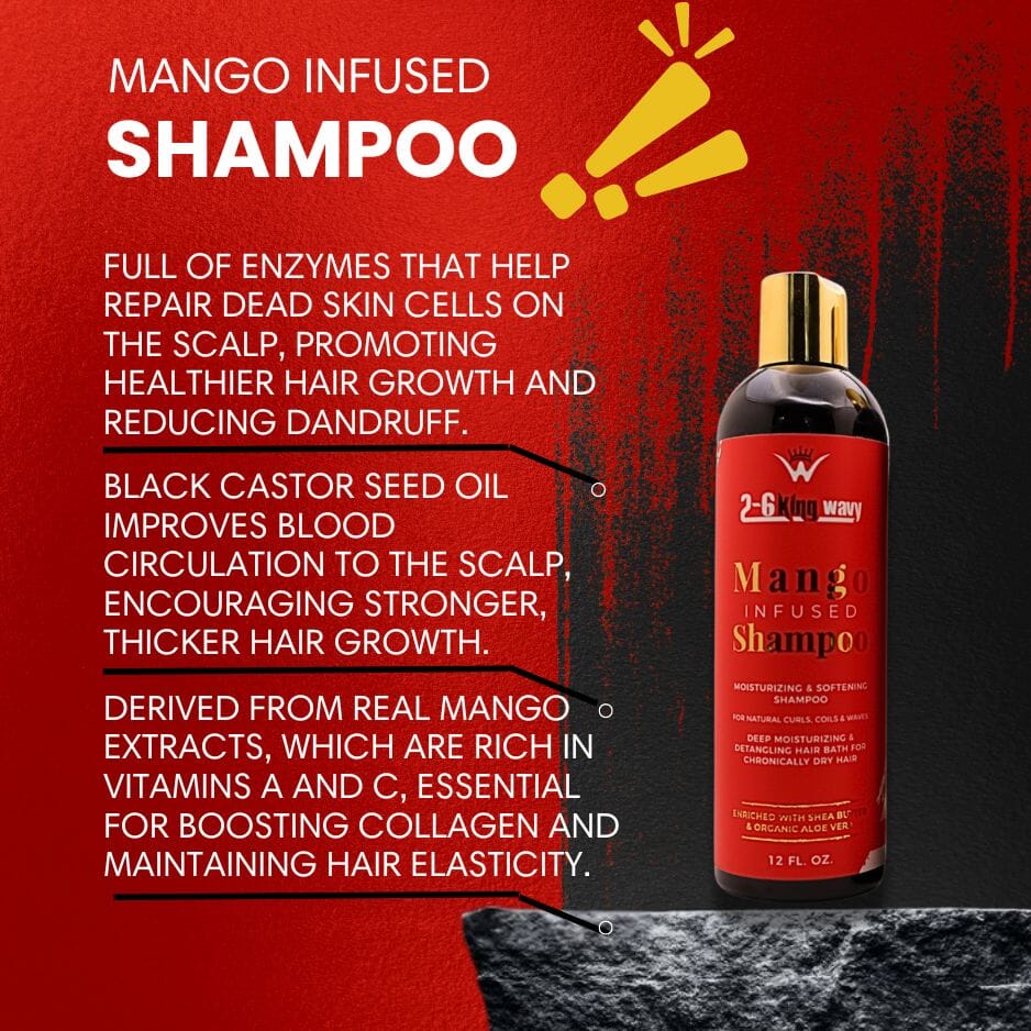 Infused Mango Shampoo 12 FL OZ Premium Quality Wave Natural Products 26 King Wavy Merch, LLC