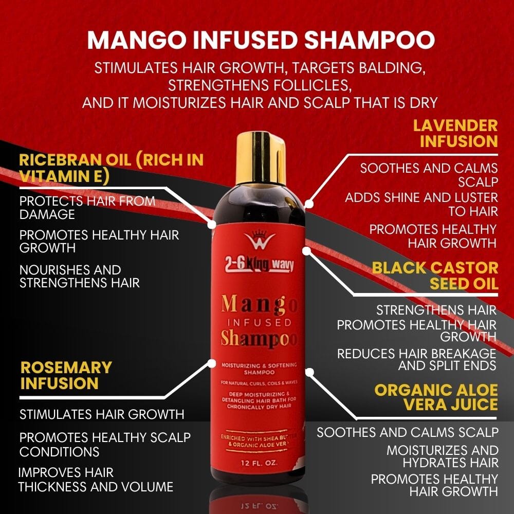 Infused Mango Shampoo 12 FL OZ Premium Quality Wave Natural Products 26 King Wavy Merch, LLC