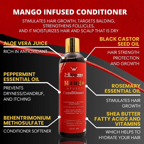 Infused Mango Shampoo & Conditioner (12 FL OZ) DUO Premium Quality Wave Natural Products 26 King Wavy Merch, LLC