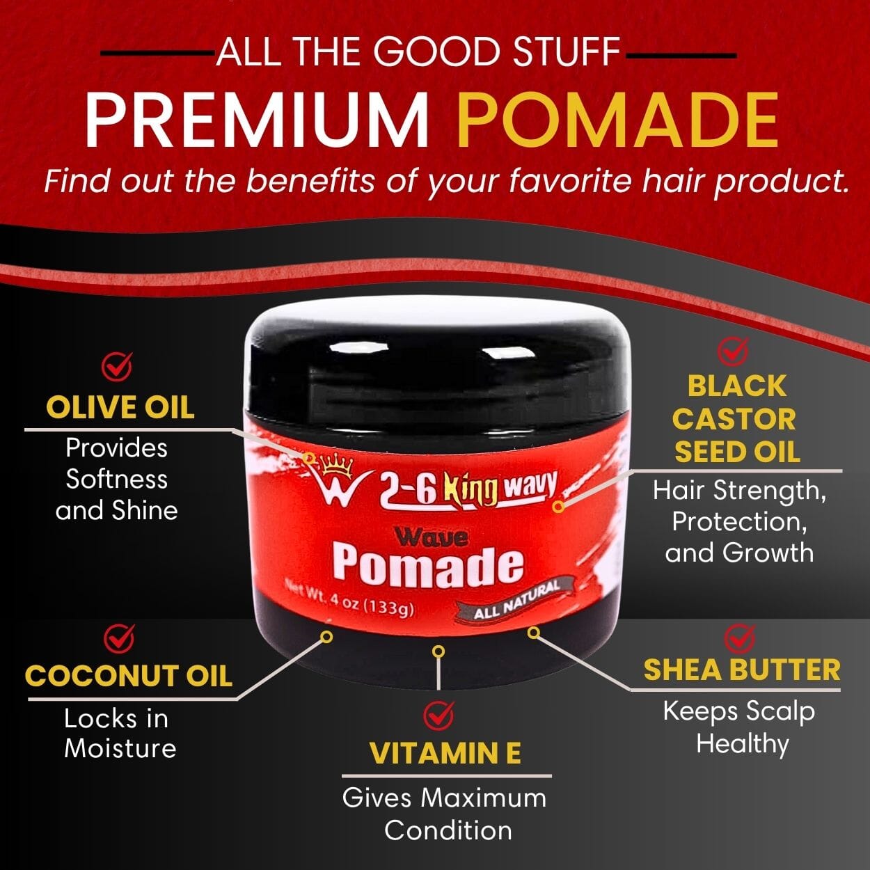 Pomade 4oz Premium Quality Wave Natural Products 26 King Wavy Merch, LLC