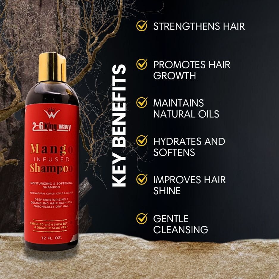 Infused Mango Shampoo 12 FL OZ Premium Quality Wave Natural Products 26 King Wavy Merch, LLC