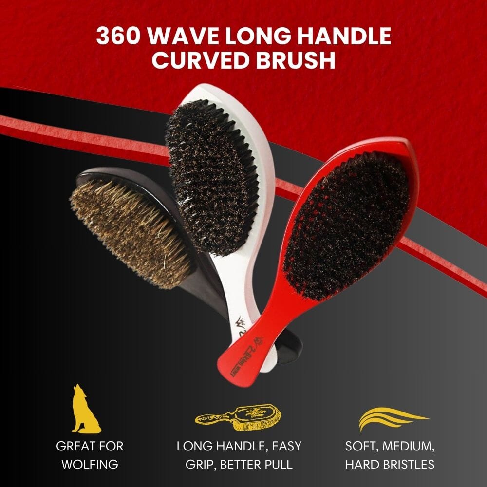 360 Wave Long Handle Curved Brush Premium Quality All Variants