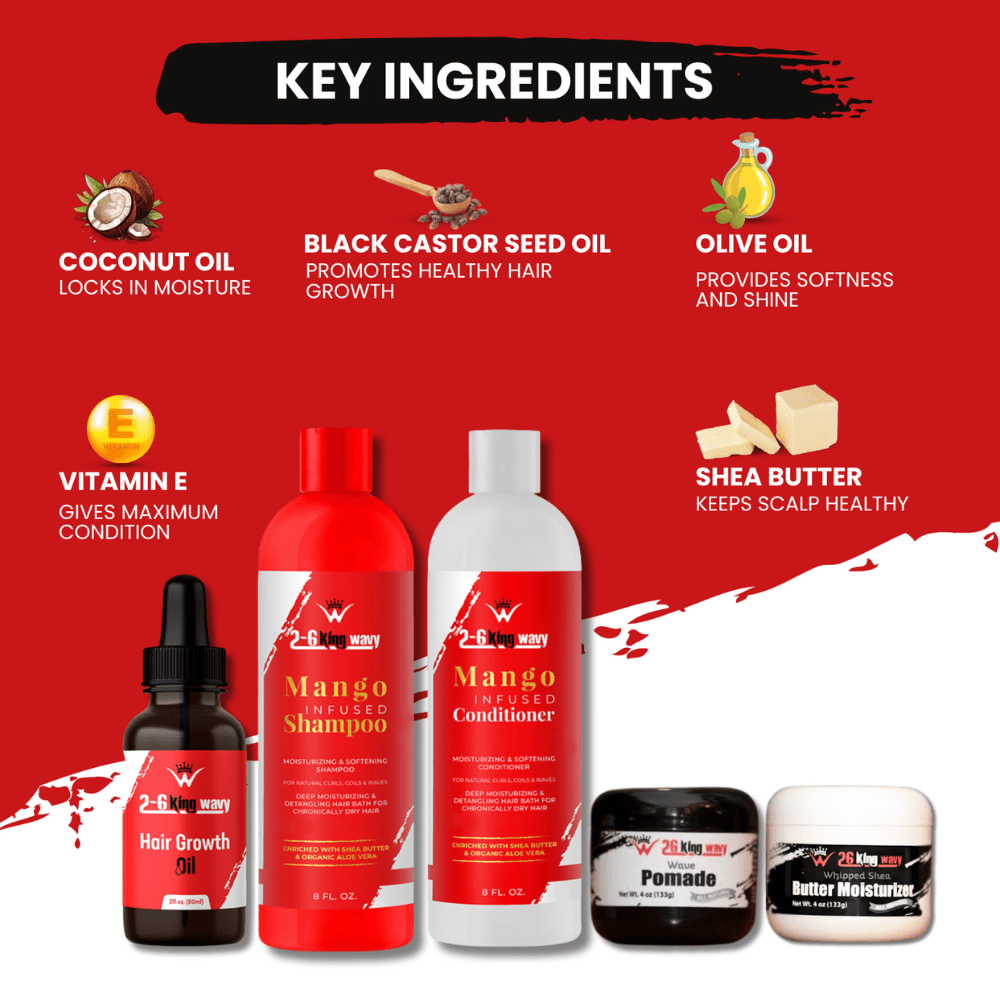 2-6 King Wavy Product Junkie Pack - Natural Hair Care Essentials Wave Natural Products - Kit 26 King Wavy Merch, LLC