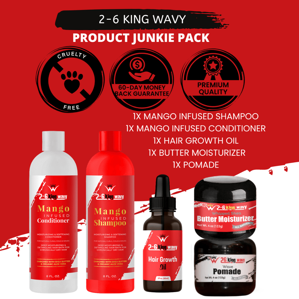 2-6 King Wavy Product Junkie Pack - Natural Hair Care Essentials Wave Natural Products - Kit 26 King Wavy Merch, LLC