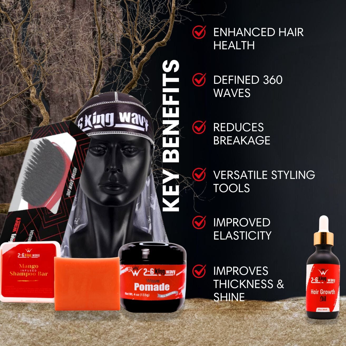 Get Deep Waves Bundle Kit - Premium Pack Wave Natural Products - Kit 26 King Wavy Merch, LLC