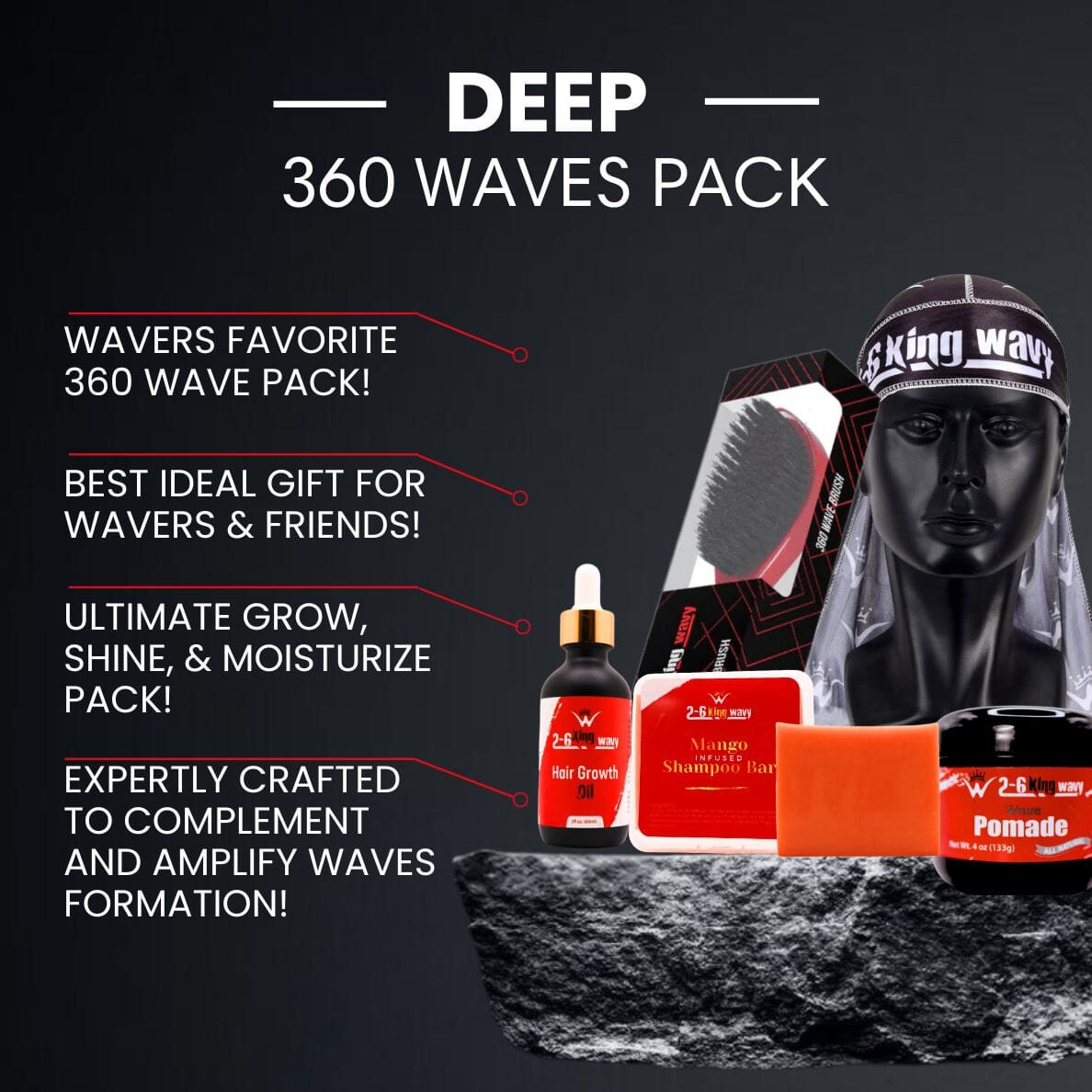 Get Deep Waves Bundle Kit - Premium Pack Wave Natural Products - Kit 26 King Wavy Merch, LLC