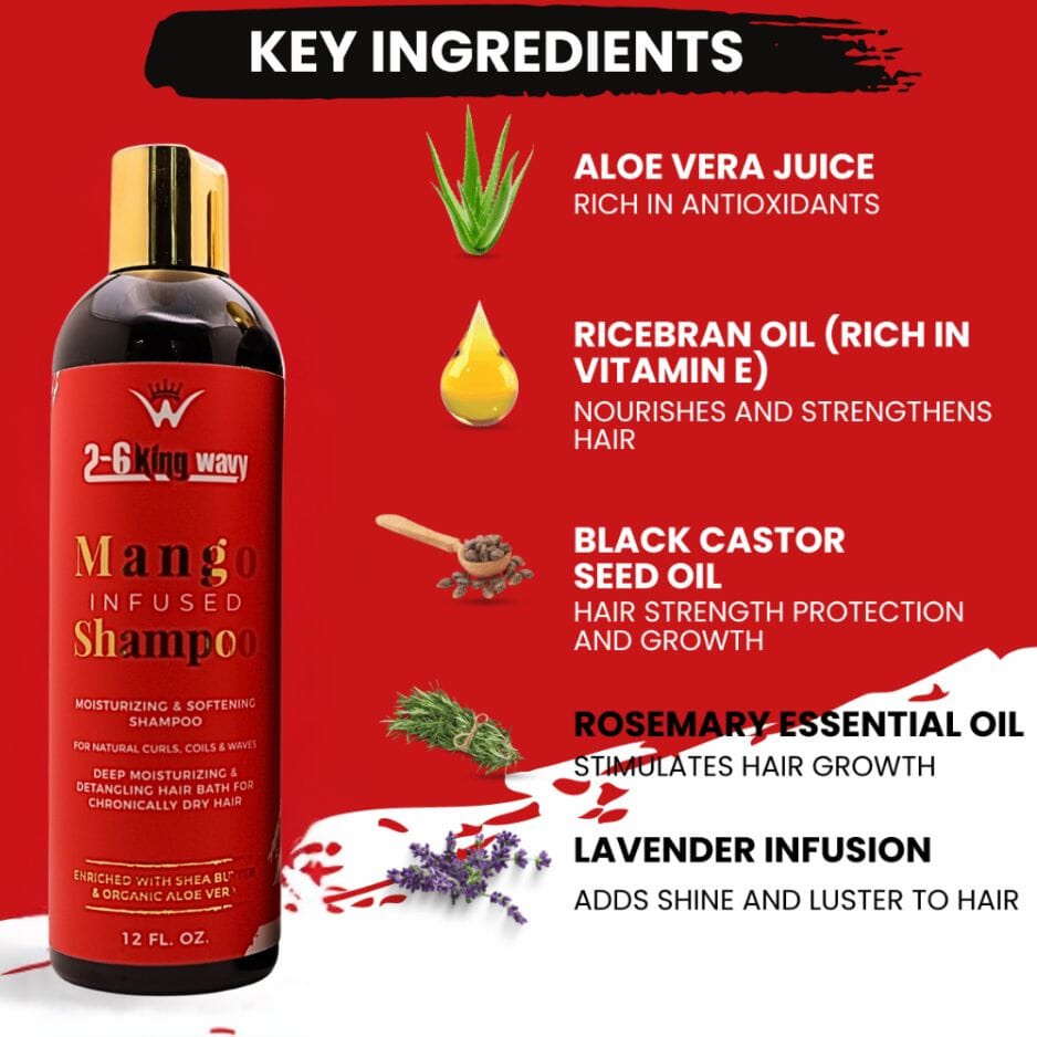 Infused Mango Shampoo 12 FL OZ Premium Quality Wave Natural Products 26 King Wavy Merch, LLC