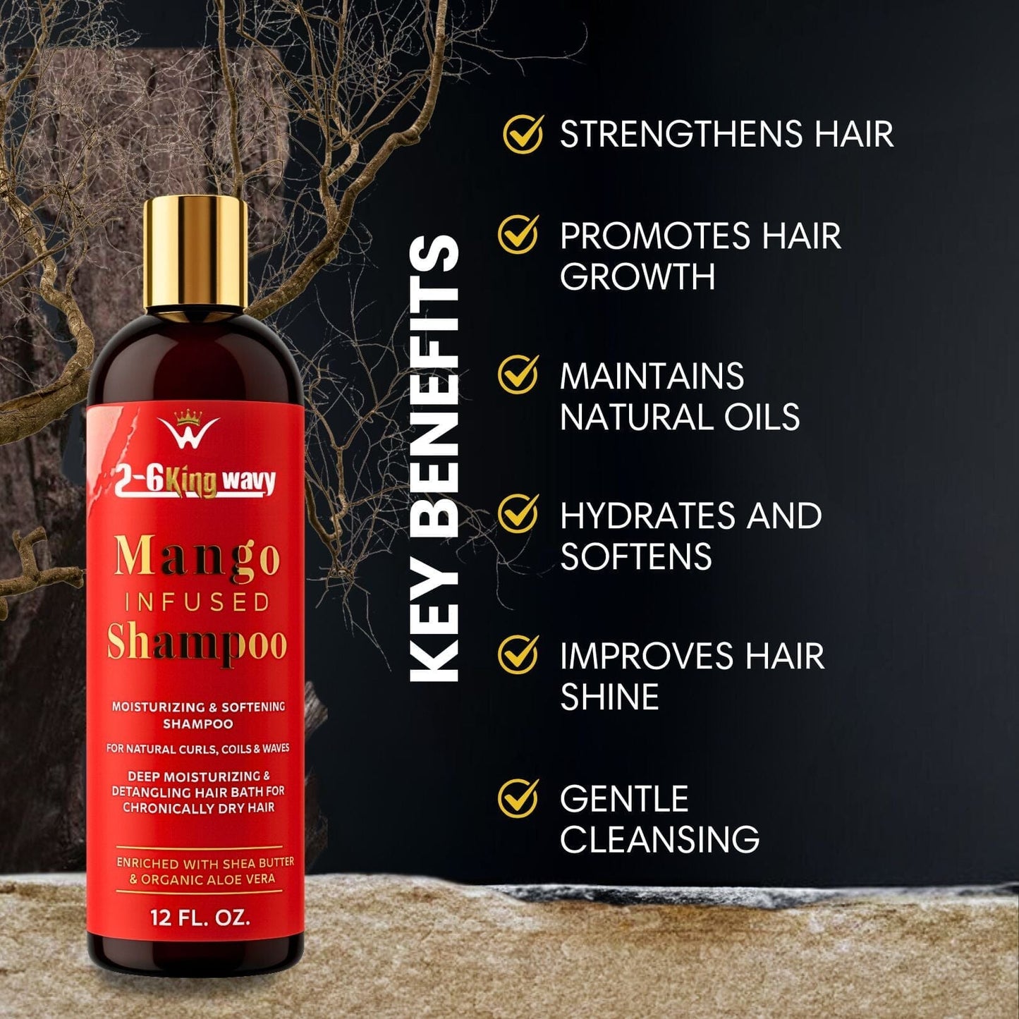 Infused Mango Shampoo 12 FL OZ Premium Quality (10% Off) Wave Natural Products 26 King Wavy Merch, LLC