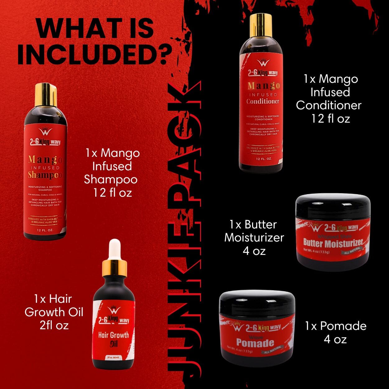 Junkie Pack - Natural Hair Care Essentials Wave Natural Products - Kit 26 King Wavy Merch, LLC