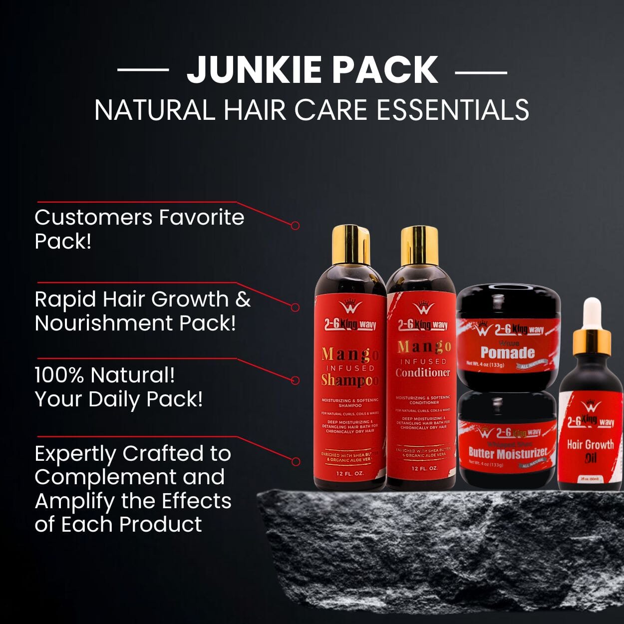 Junkie Pack - Natural Hair Care Essentials Wave Natural Products - Kit 26 King Wavy Merch, LLC