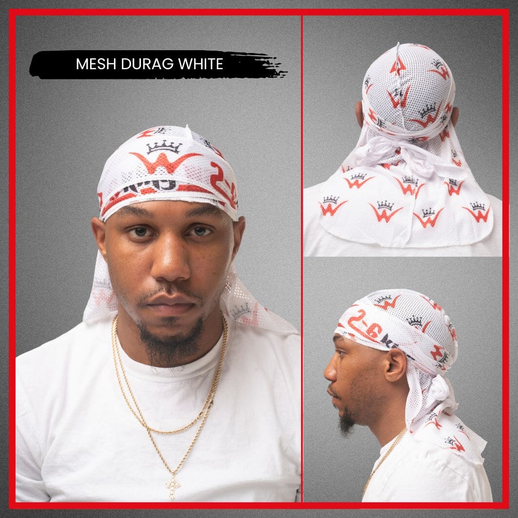 Mesh DuRag (Wash n Style) Premium Quality Mesh Durag 26 King Wavy Merch, LLC White
