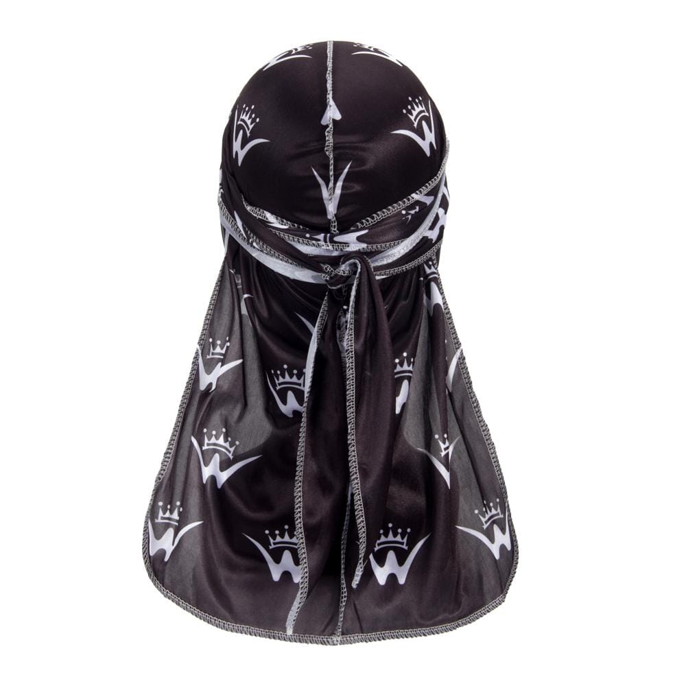 DuRag Black Silk (White W Logo) Premium Quality DuRag 26 King Wavy Merch, LLC