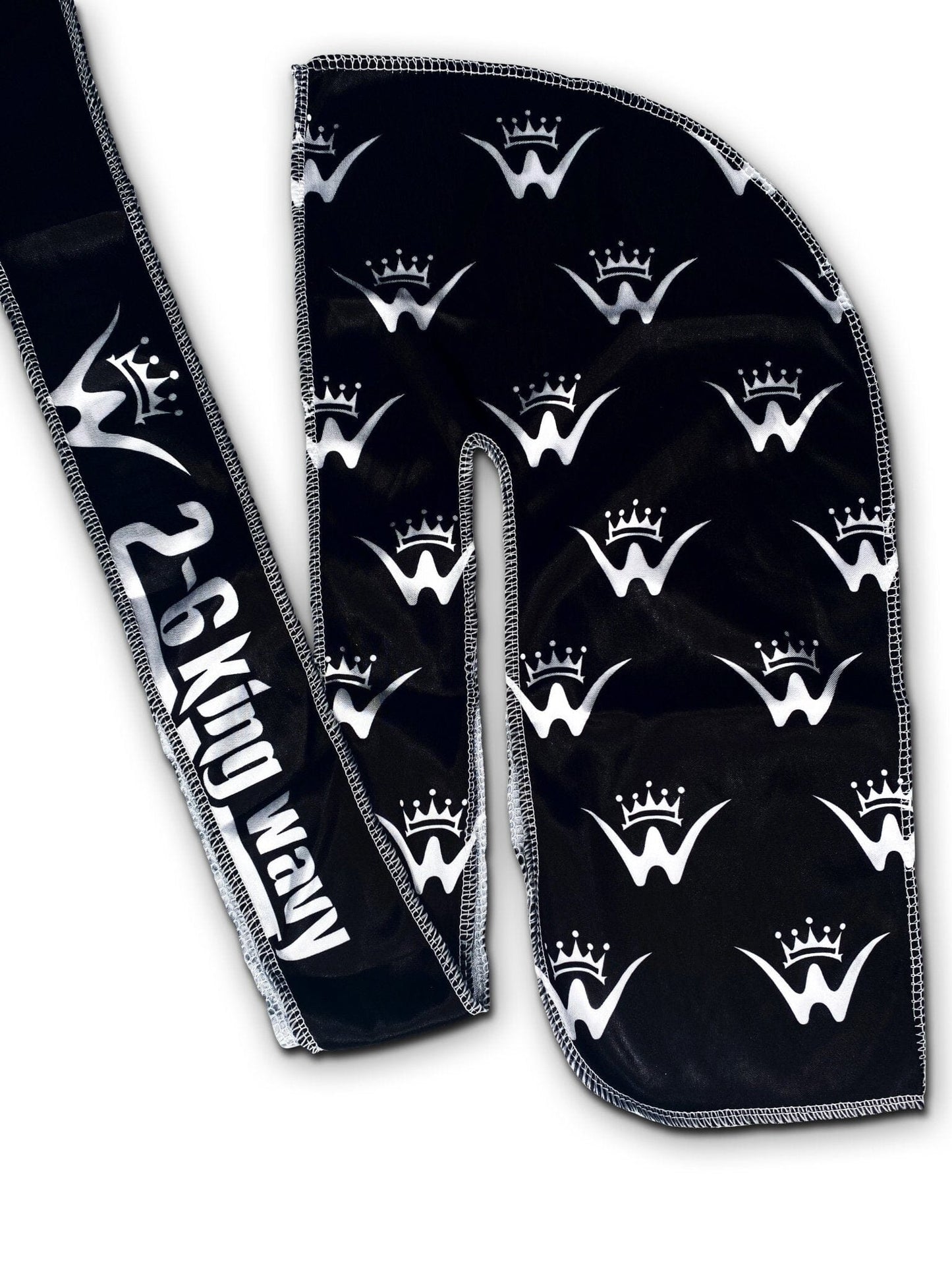 DuRag Black Silk (White W Logo) Premium Quality DuRag 26 King Wavy Merch, LLC