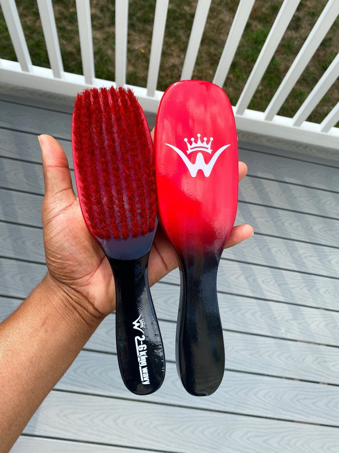 Flat Wave Brush Red Soft 7 Row Premium Quality Flat Wave Brush 26kingwavymerch