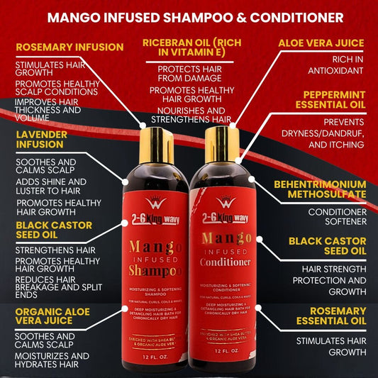 Infused Mango Shampoo & Conditioner (12 FL OZ) DUO Premium Quality Wave Natural Products 26 King Wavy Merch, LLC 