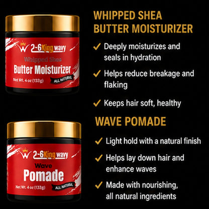 Wave Starter Duo: Pomade + Whipped Shea Butter Moisturizer Wave Natural Products 26 King Wavy Merch, LLC 