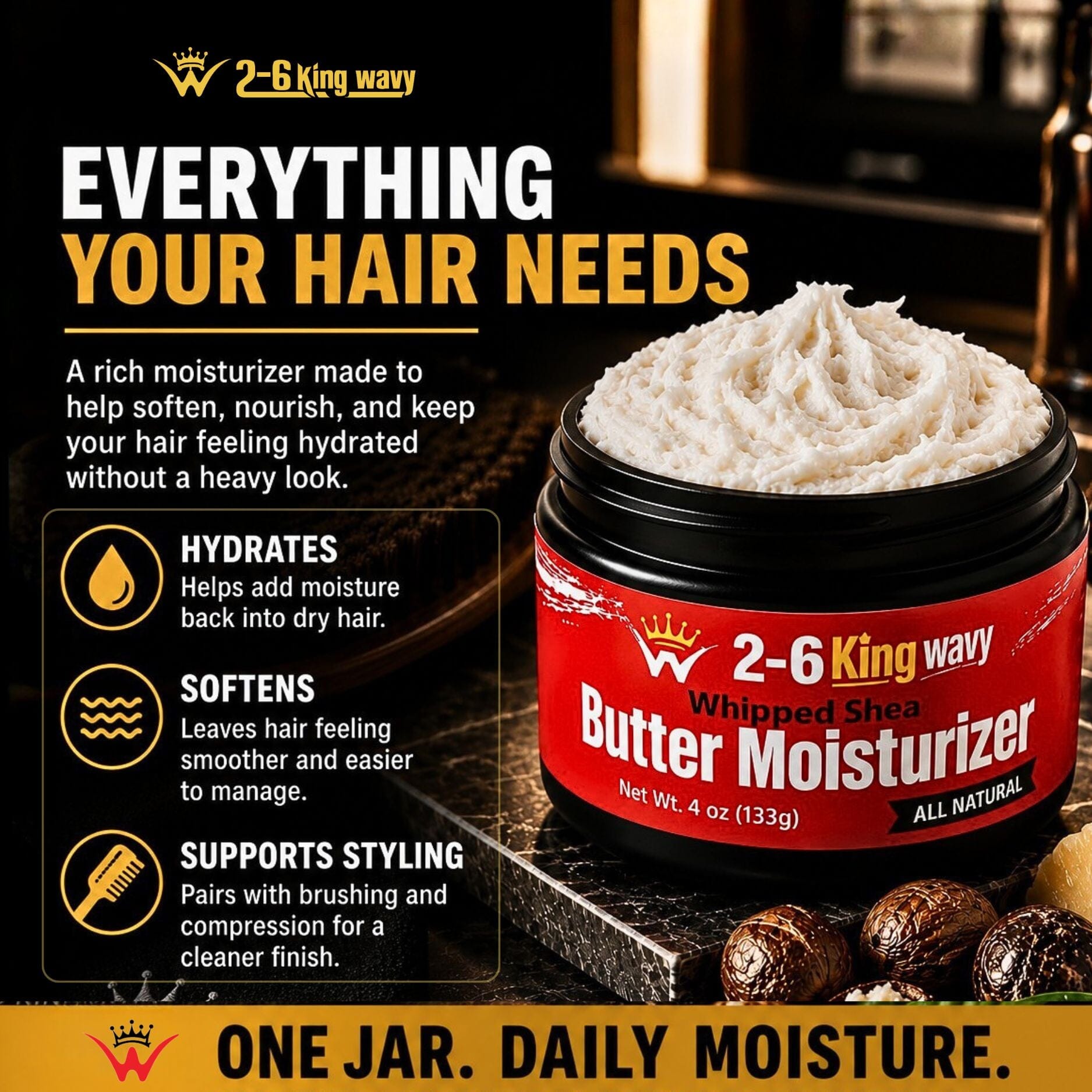 Whipped Shea Butter Moisturizer for Dry Hair® Wave Natural Products 26 King Wavy Merch, LLC 