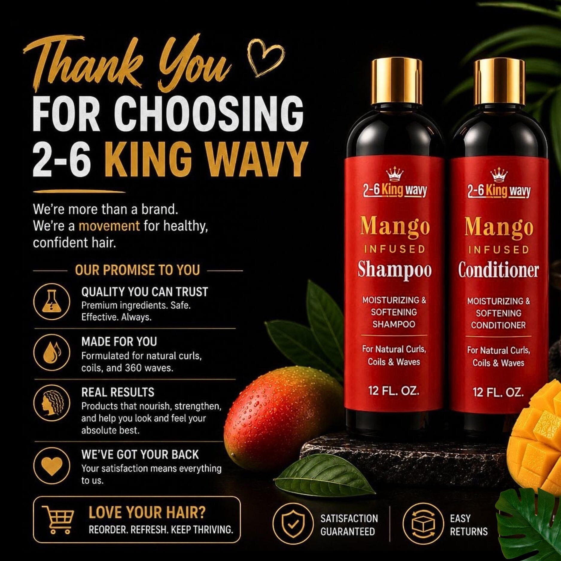 Mango Shampoo & Conditioner Duo for Dry Hair ® Wave Natural Products 26 King Wavy Merch, LLC 