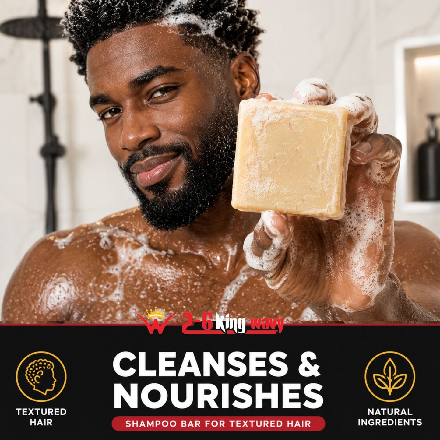 Buy 2 get 1 free + 1 free Detangler + 3 free Shampoo boxes Wave Natural Products 2-6 King Wavy Merch 