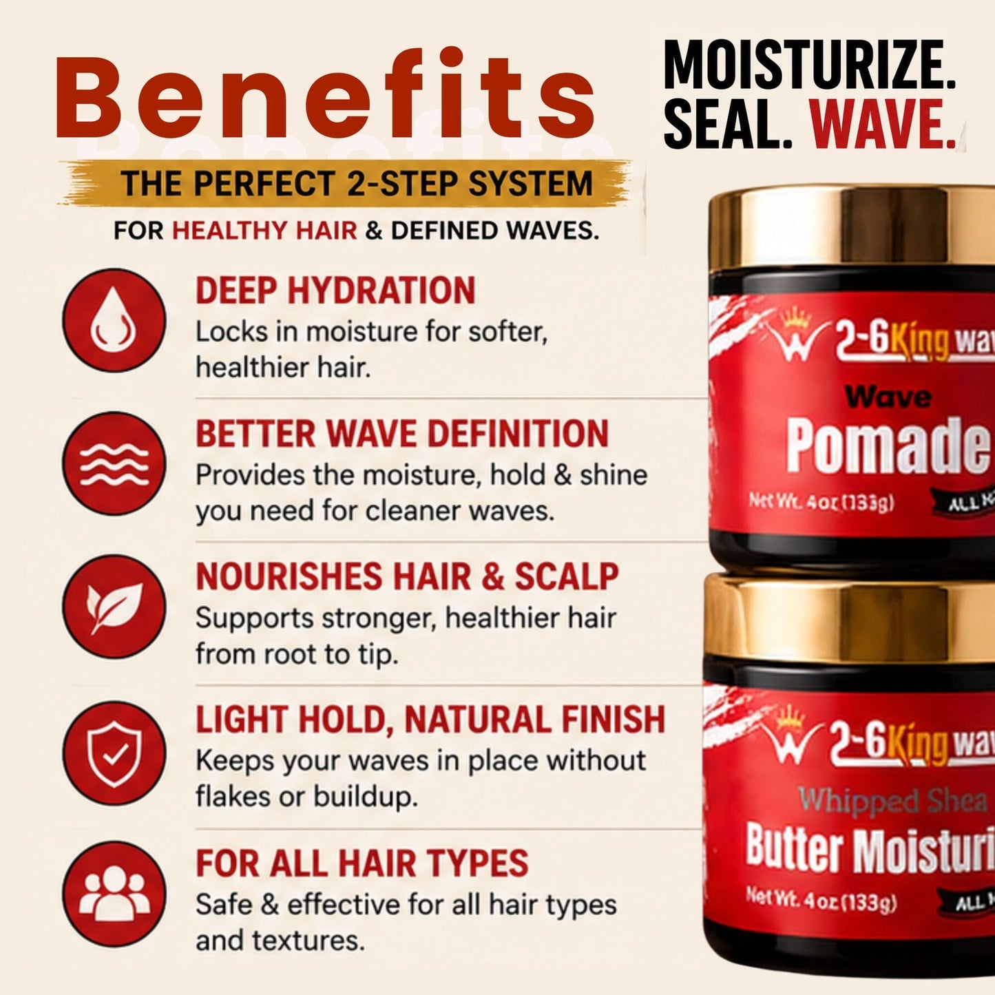 Wave Starter Duo: Pomade + Whipped Shea Butter Moisturizer Wave Natural Products 26 King Wavy Merch, LLC 