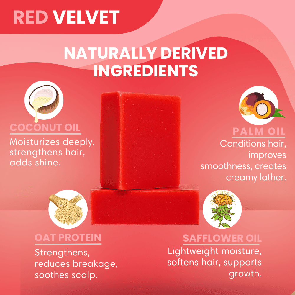 Shampoo Bar for Waves, Curls & Coarse Hair Wave Natural Products 2-6 King Wavy Merch Red Velvet Cake 