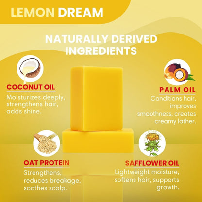 Shampoo Bar for Waves, Curls & Coarse Hair Wave Natural Products 2-6 King Wavy Merch Lemon Dream 