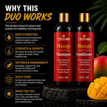 Mango Shampoo & Conditioner Duo for Dry Hair (Copy) Wave Natural Products 26 King Wavy Merch, LLC 