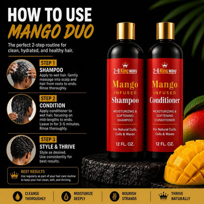 Mango Shampoo & Conditioner Duo for Dry Hair (Copy) Wave Natural Products 26 King Wavy Merch, LLC 
