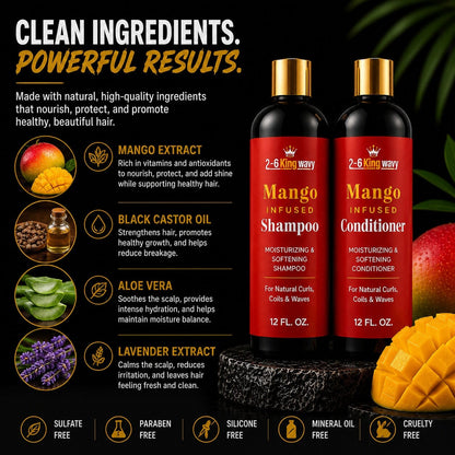 Mango Shampoo & Conditioner Duo for Dry Hair (Copy) Wave Natural Products 26 King Wavy Merch, LLC 