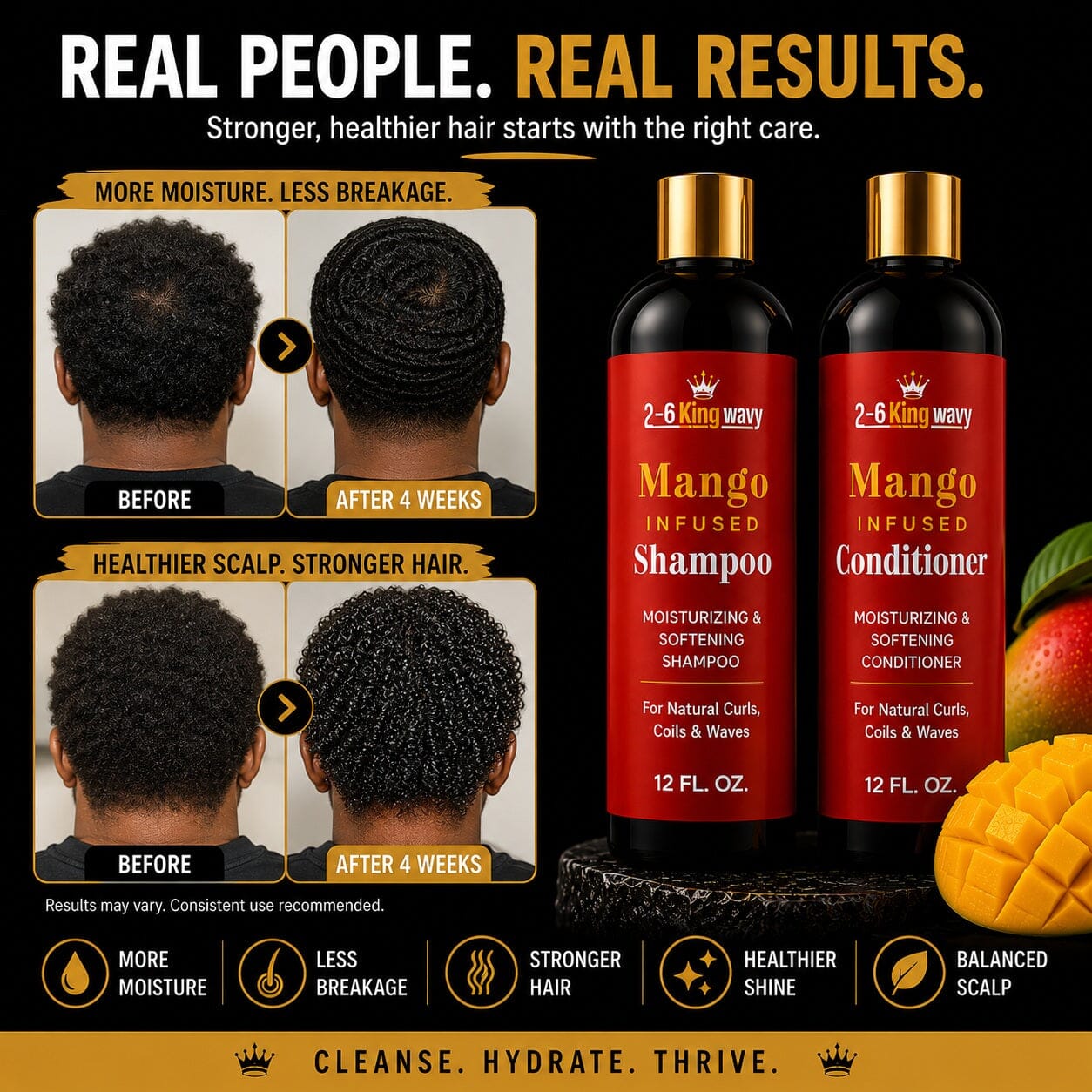 Mango Shampoo & Conditioner Duo for Dry Hair (Copy) Wave Natural Products 26 King Wavy Merch, LLC 