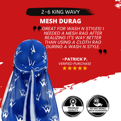Mesh DuRag Blue (Wash n Style) Premium Quality Mesh Durag 26 King Wavy Merch, LLC 