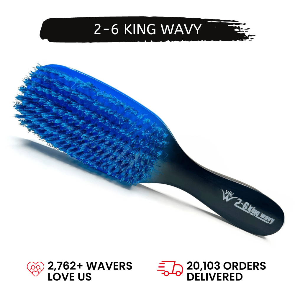 Flat Wave Brush 7 Row Premium Quality [All Variants] Flat Wave Brush 26kingwavymerch Blue Soft 
