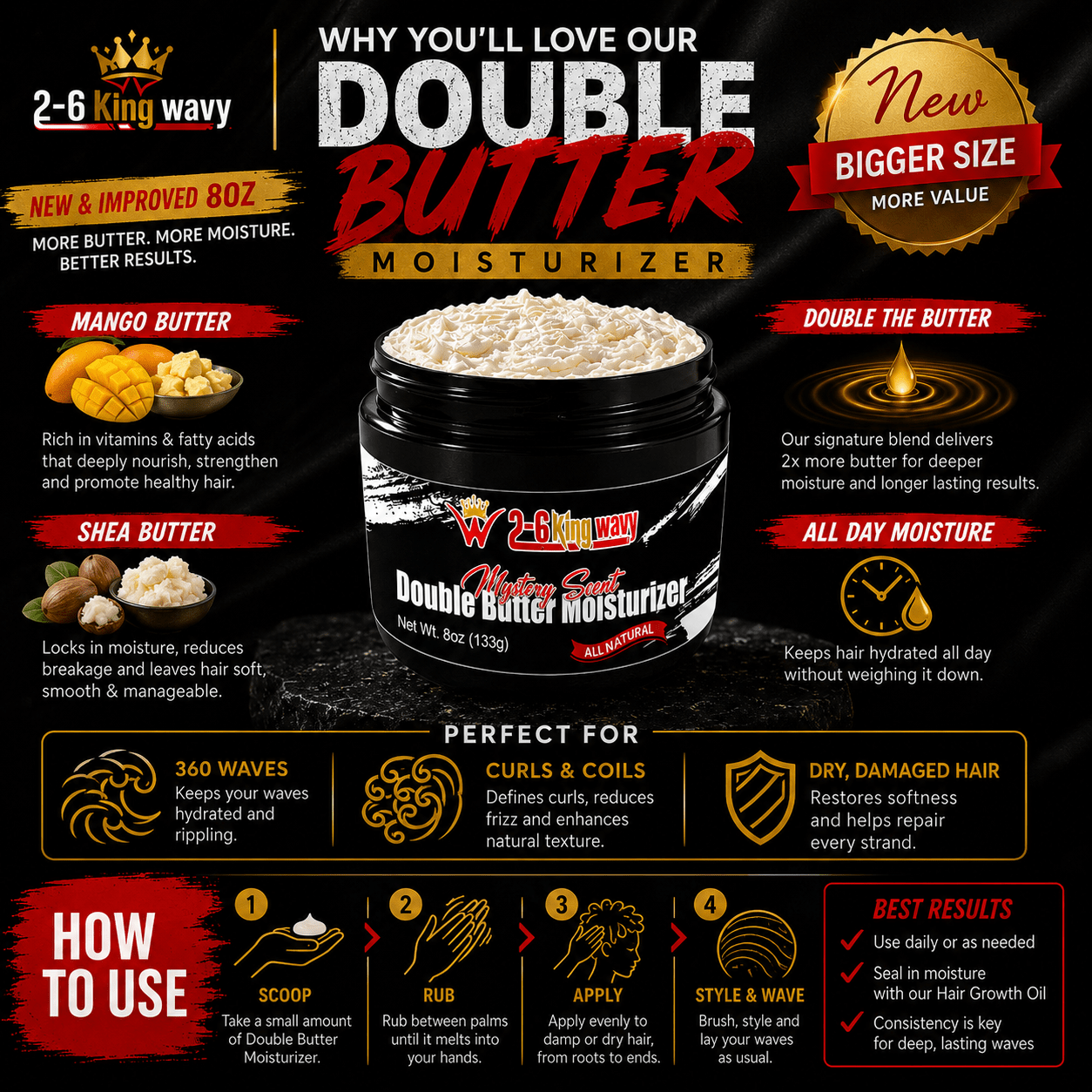 🔥Pre Order 🔥Double Butter Hair Moisturizer for Dry, Coarse Hair Wave Natural Products 26 King Wavy Merch, LLC 