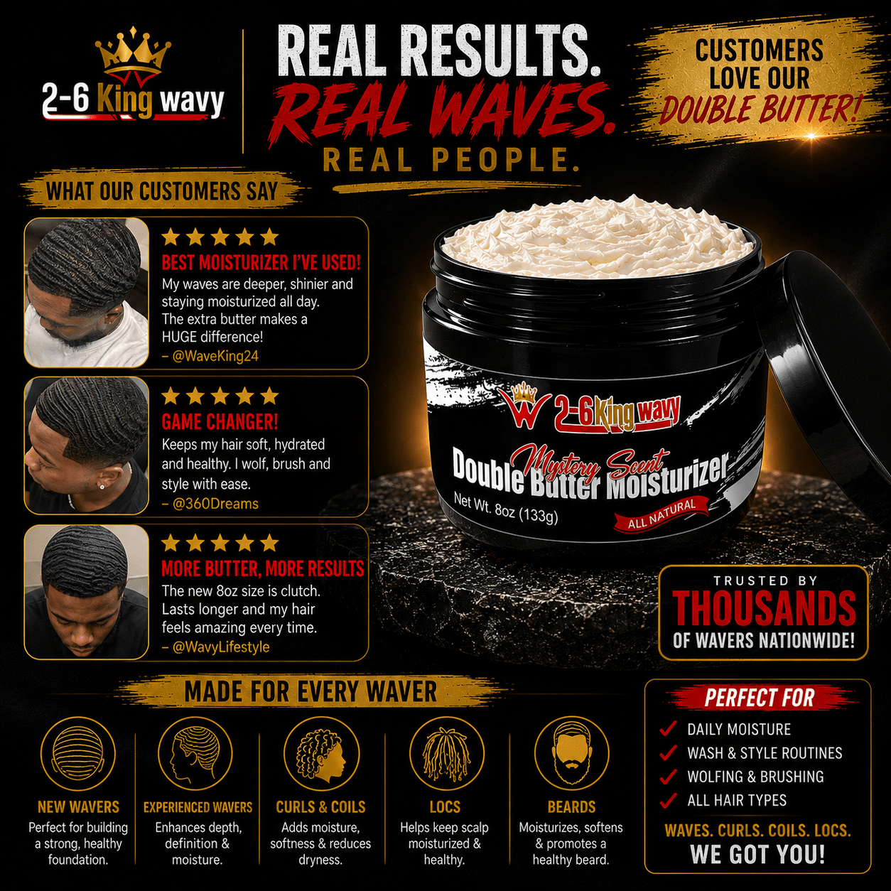 🔥Pre Order 🔥Double Butter Hair Moisturizer for Dry, Coarse Hair Wave Natural Products 26 King Wavy Merch, LLC 