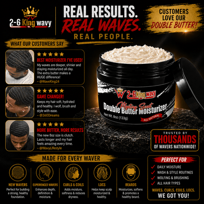 🔥Pre Order 🔥Double Butter Hair Moisturizer for Dry, Coarse Hair Wave Natural Products 26 King Wavy Merch, LLC 
