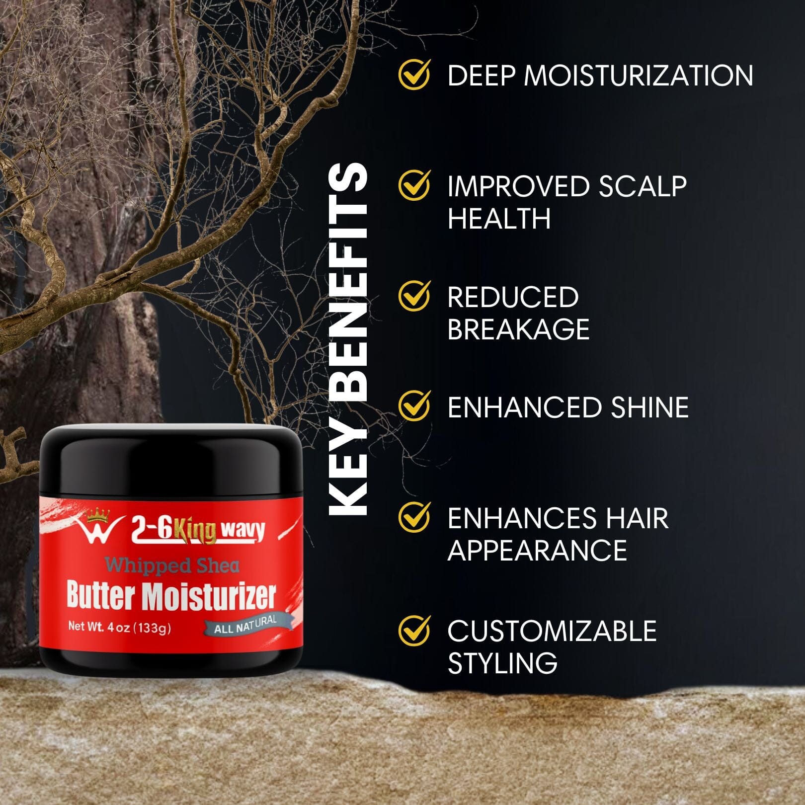 Whipped Shea Butter Moisturizer 4oz Wave Natural Products 26 King Wavy Merch, LLC 