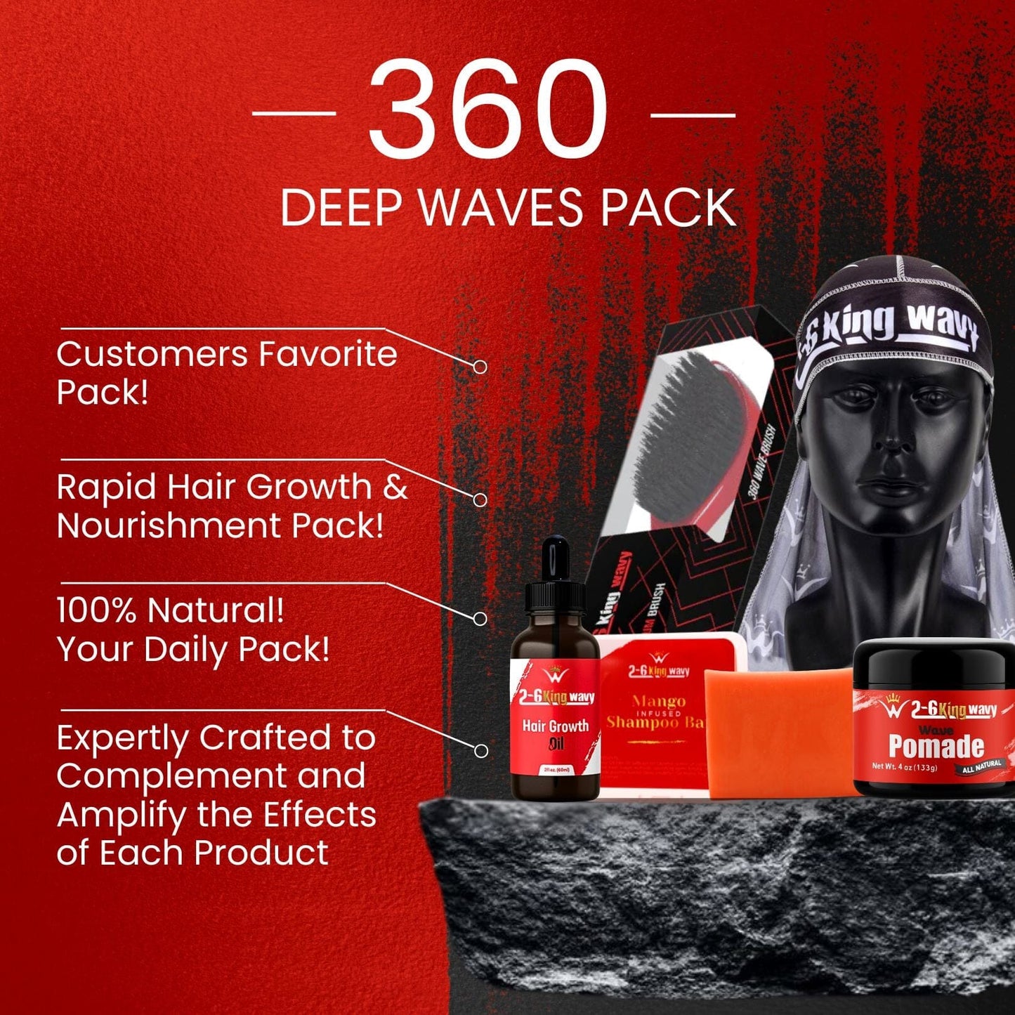 Get Deep Waves Bundle Kit - Premium Pack Wave Natural Products - Kit 26 King Wavy Merch, LLC 