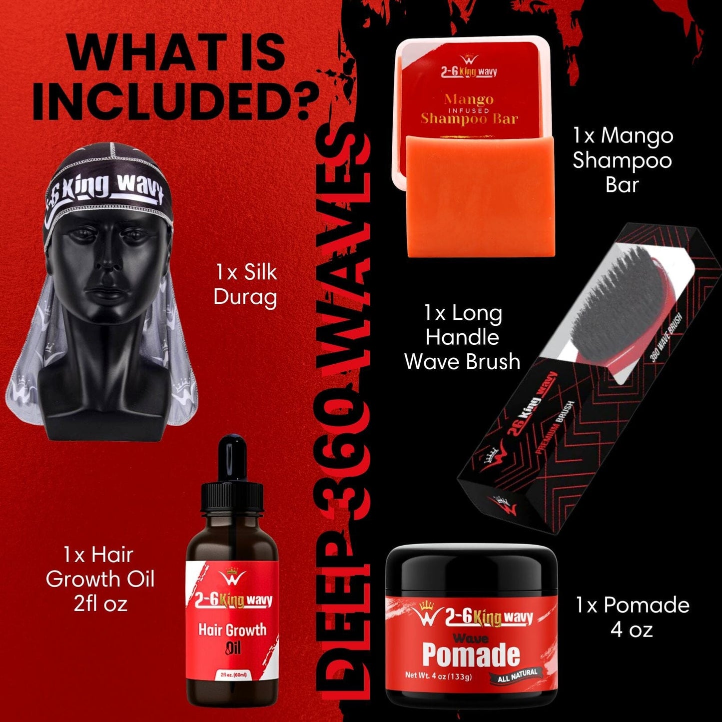 Get Deep Waves Bundle Kit - Premium Pack Wave Natural Products - Kit 26 King Wavy Merch, LLC 