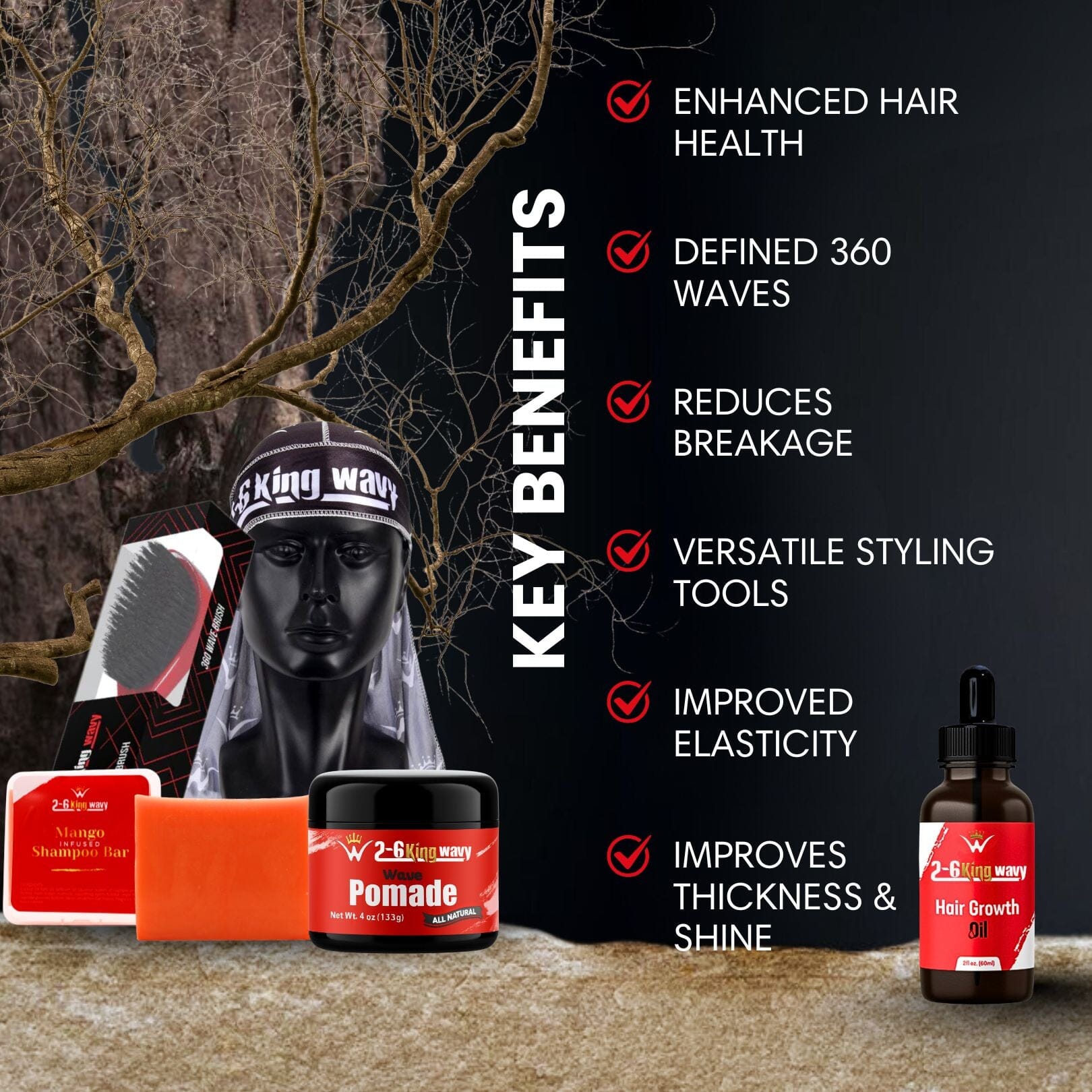 Get Deep Waves Bundle Kit - Premium Pack Wave Natural Products - Kit 26 King Wavy Merch, LLC 