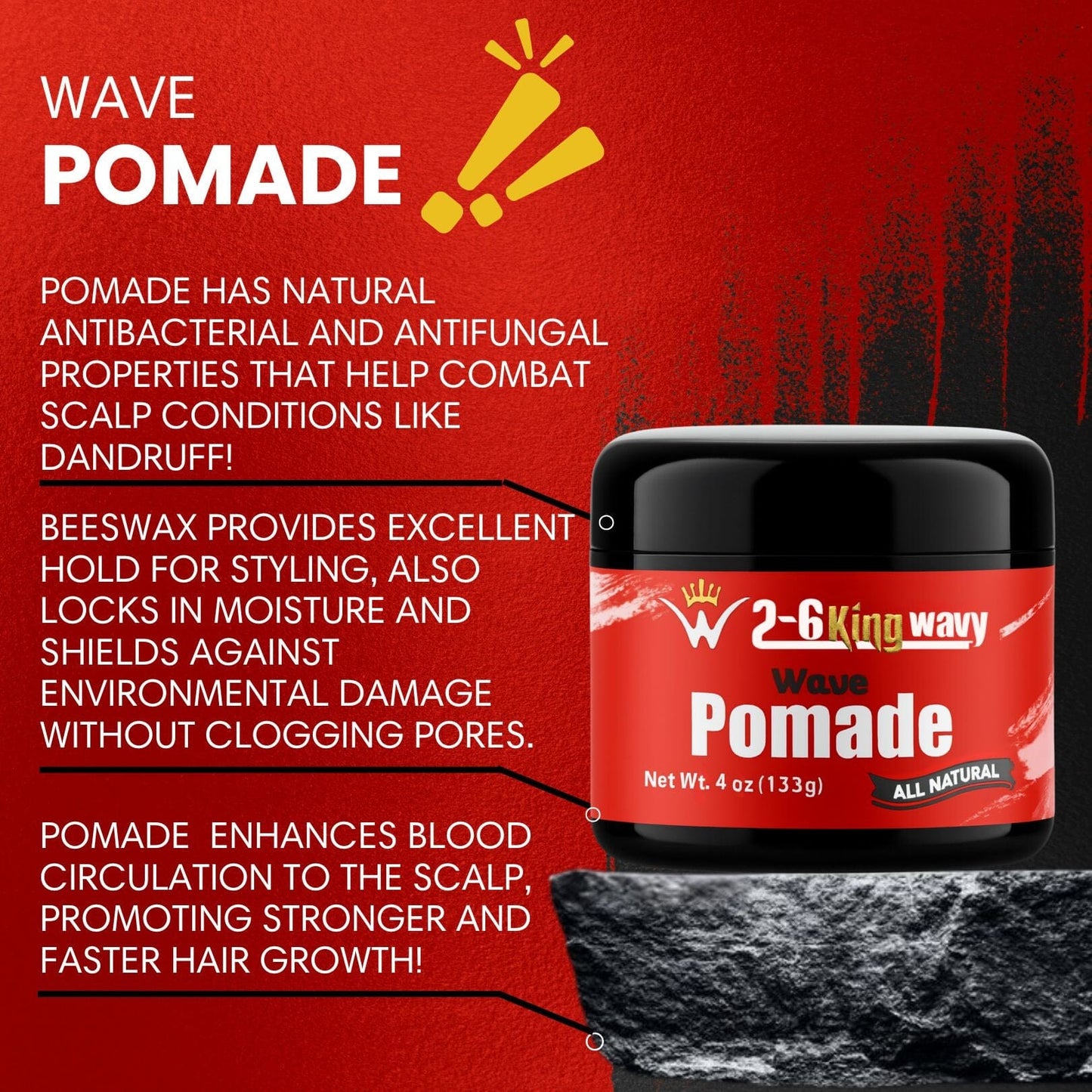 Pomade 4oz Premium Quality Wave Natural Products 26 King Wavy Merch, LLC 