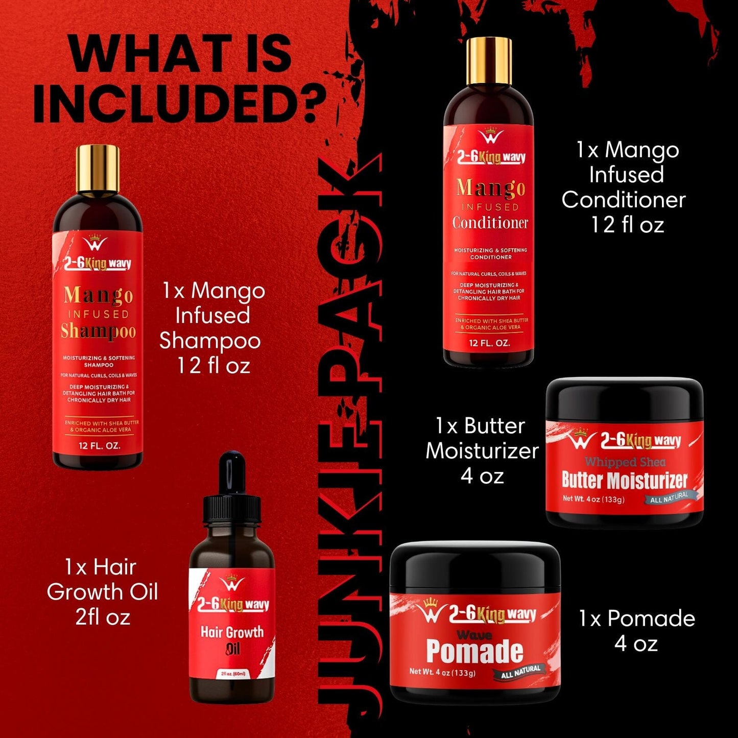 Junkie Pack - Natural Hair Care Essentials Wave Natural Products - Kit 26 King Wavy Merch, LLC 