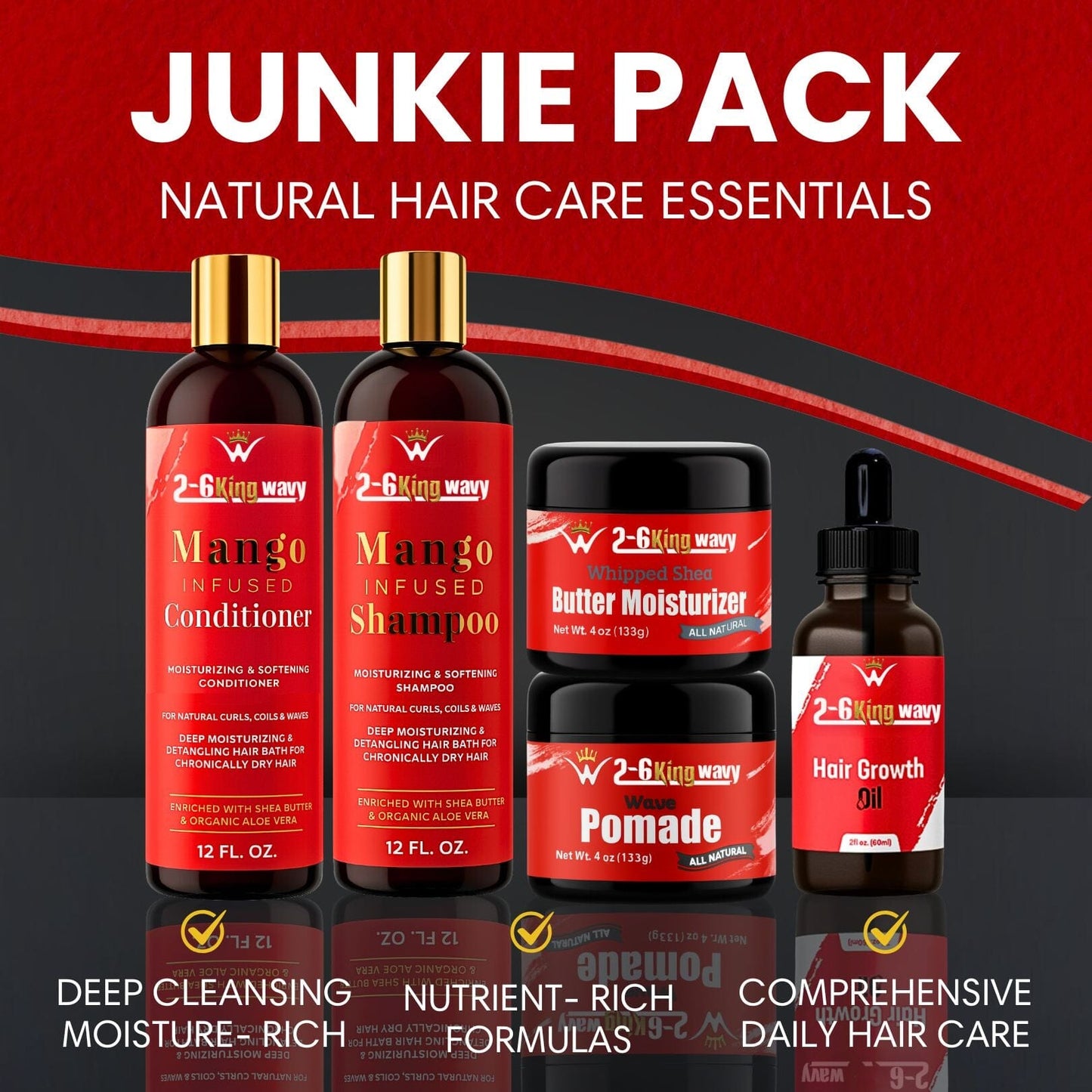 Junkie Pack - Natural Hair Care Essentials Wave Natural Products - Kit 26 King Wavy Merch, LLC 
