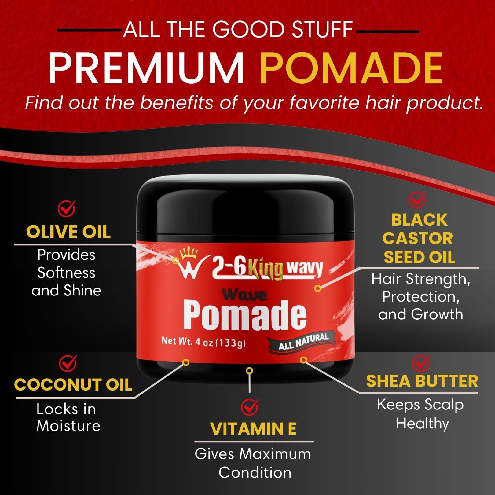 Pomade 4oz Premium Quality Wave Natural Products 26 King Wavy Merch, LLC 
