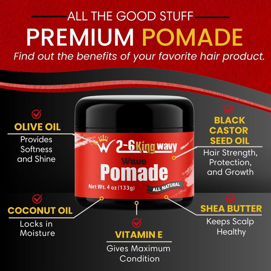 Pomade 4oz Premium Quality Wave Natural Products 26 King Wavy Merch, LLC 