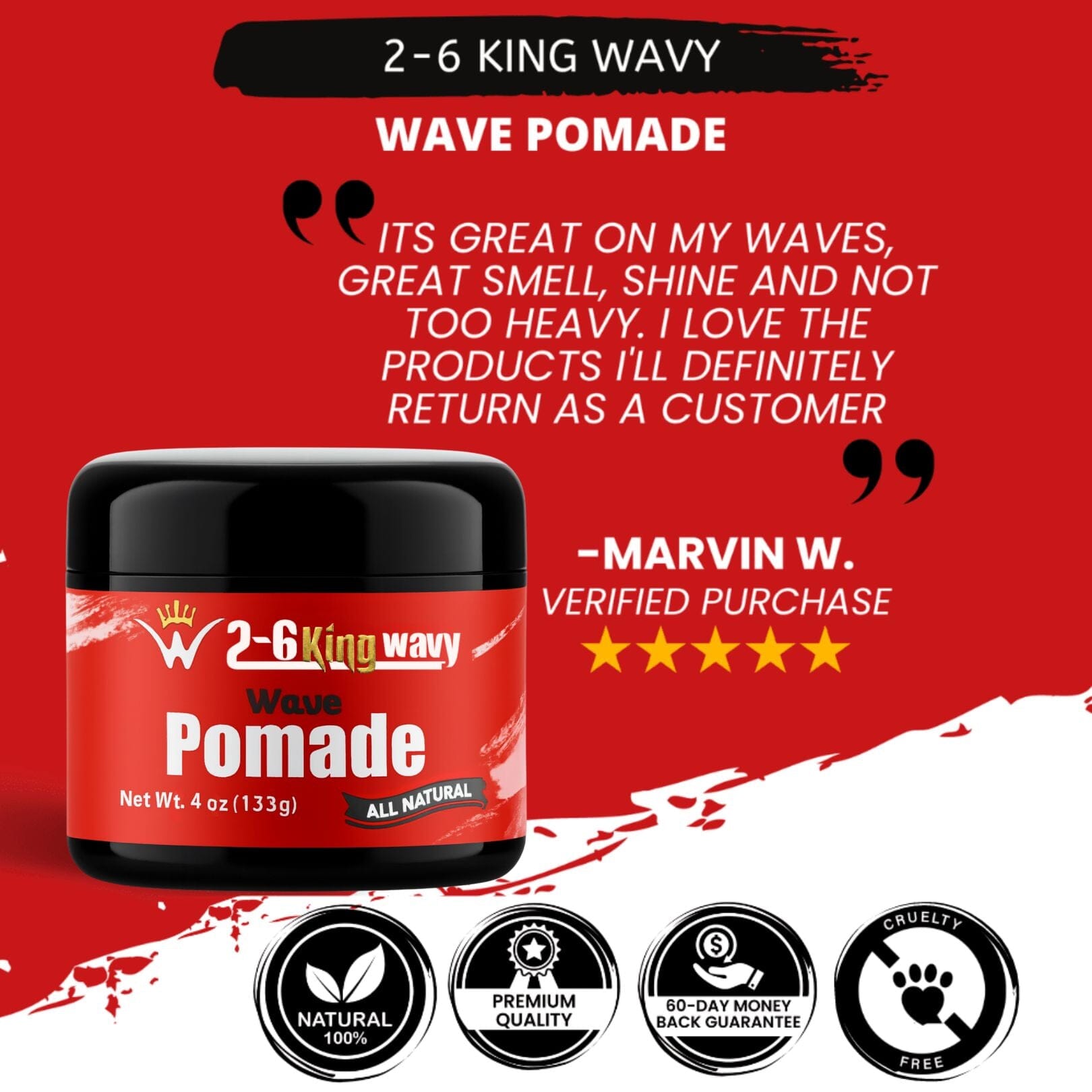 Pomade 4oz Premium Quality Wave Natural Products 26 King Wavy Merch, LLC 