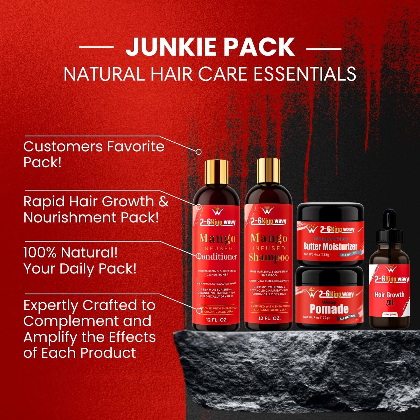 Junkie Pack - Natural Hair Care Essentials Wave Natural Products - Kit 26 King Wavy Merch, LLC 