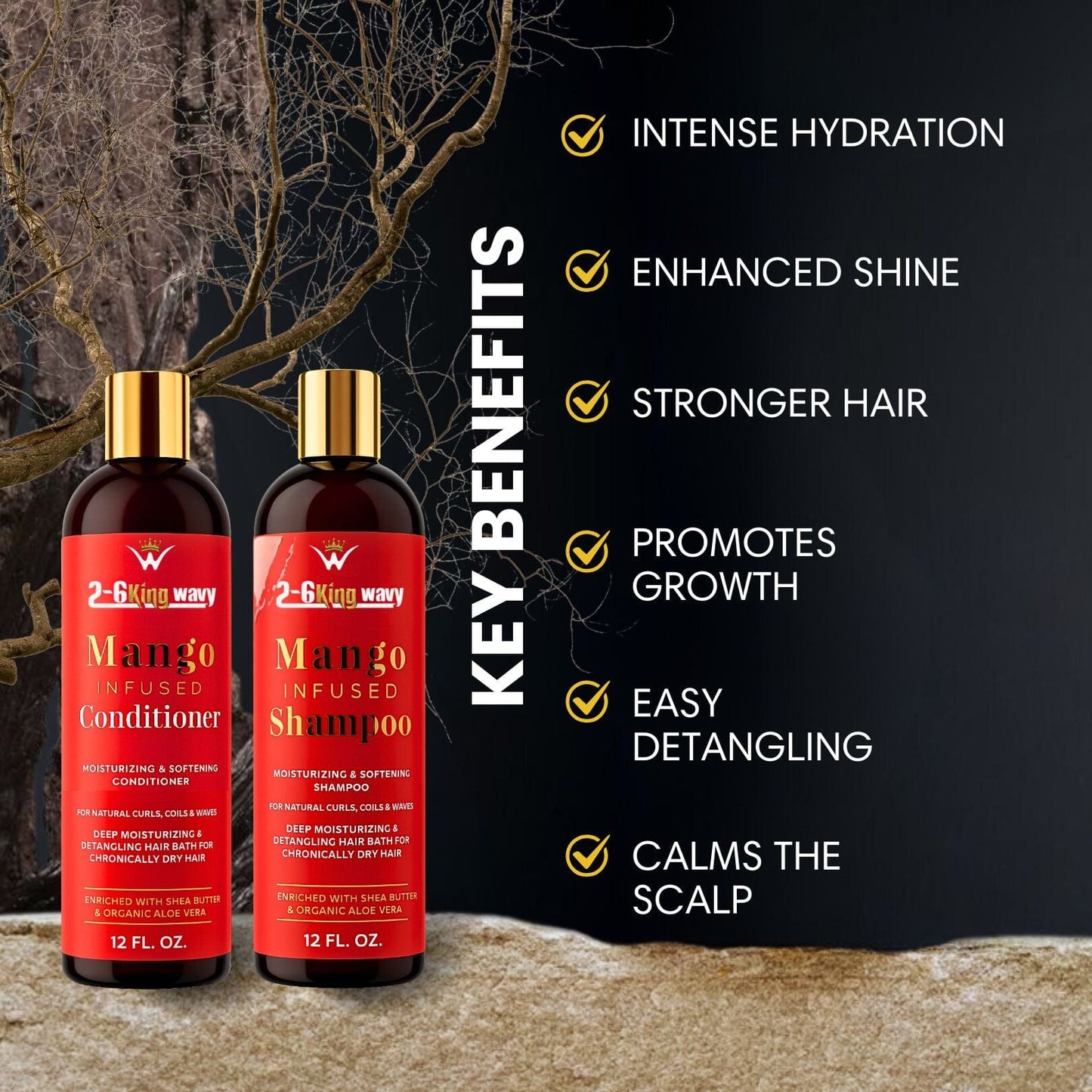 Infused Mango Shampoo & Conditioner (12 FL OZ) DUO Premium Quality Wave Natural Products 26 King Wavy Merch, LLC 