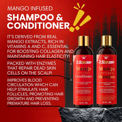 Infused Mango Shampoo & Conditioner (12 FL OZ) DUO Premium Quality Wave Natural Products 26 King Wavy Merch, LLC 